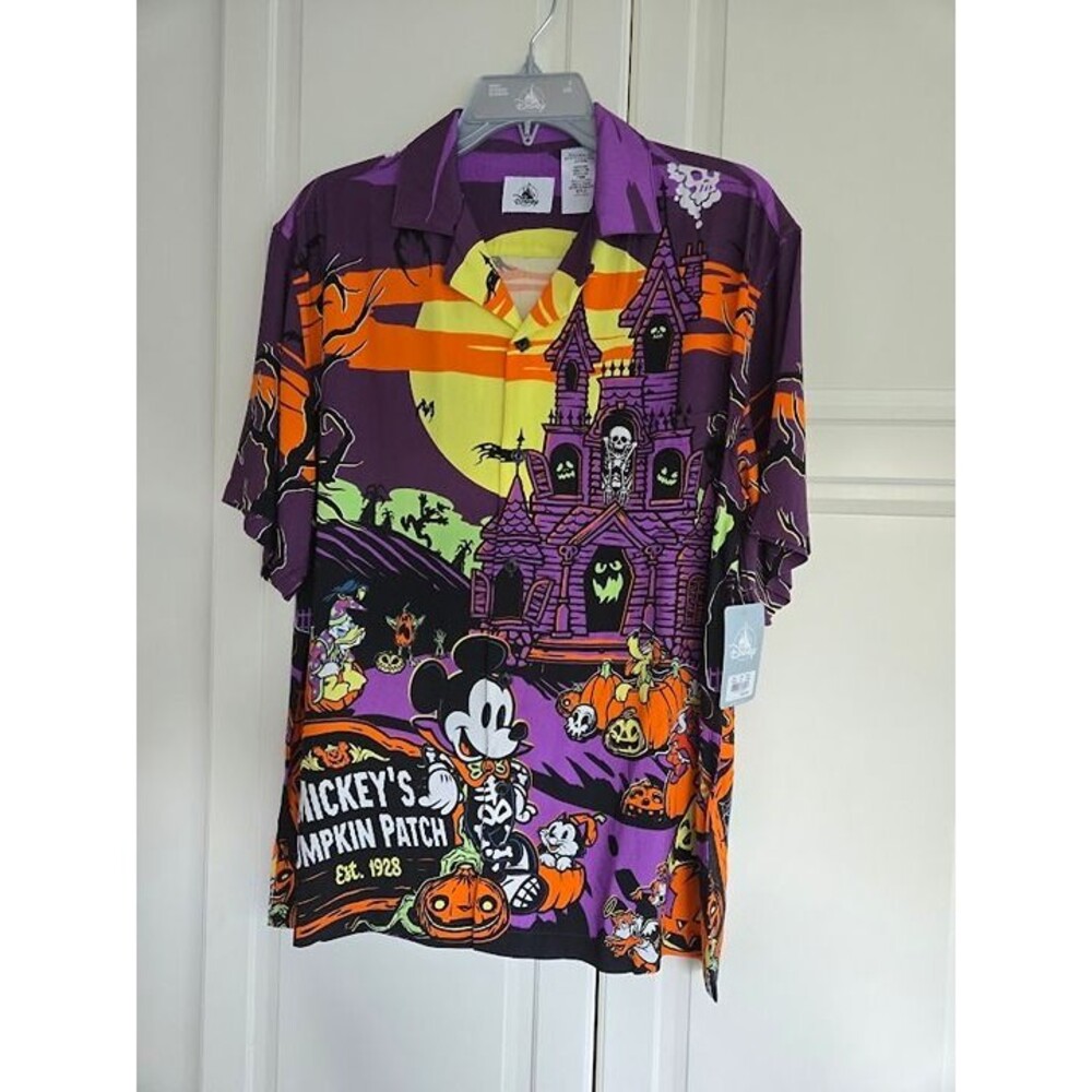 Disney Mickey Mouse Halloween Short Sleeve Button Down Shirt - Mens SMALL - NEW